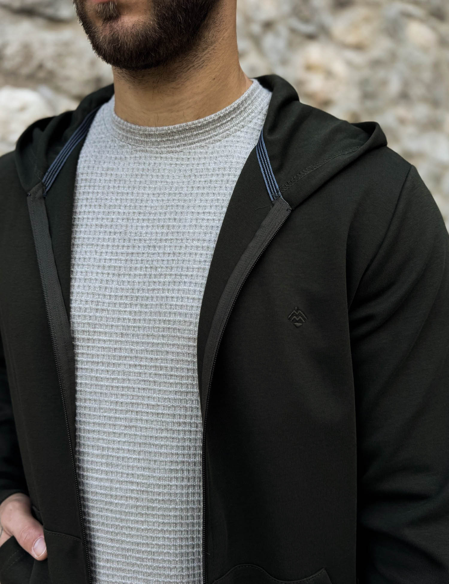 Origin ανδρική χακί ζακέτα με κουκούλα 261077X φωτογραφία